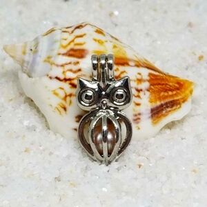 Owl Pearl Cage Pendant Necklace